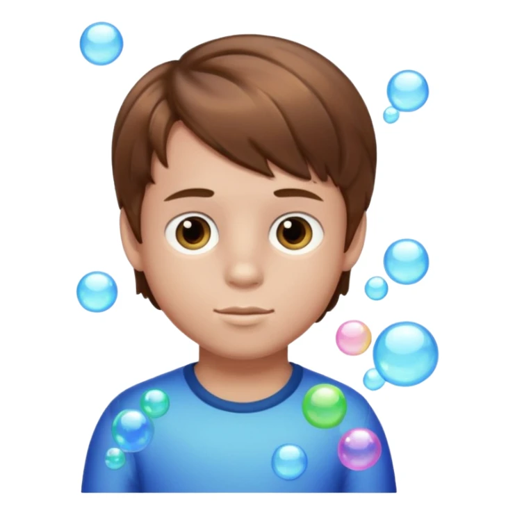 Boy made out of bubbles with brown hair sticker