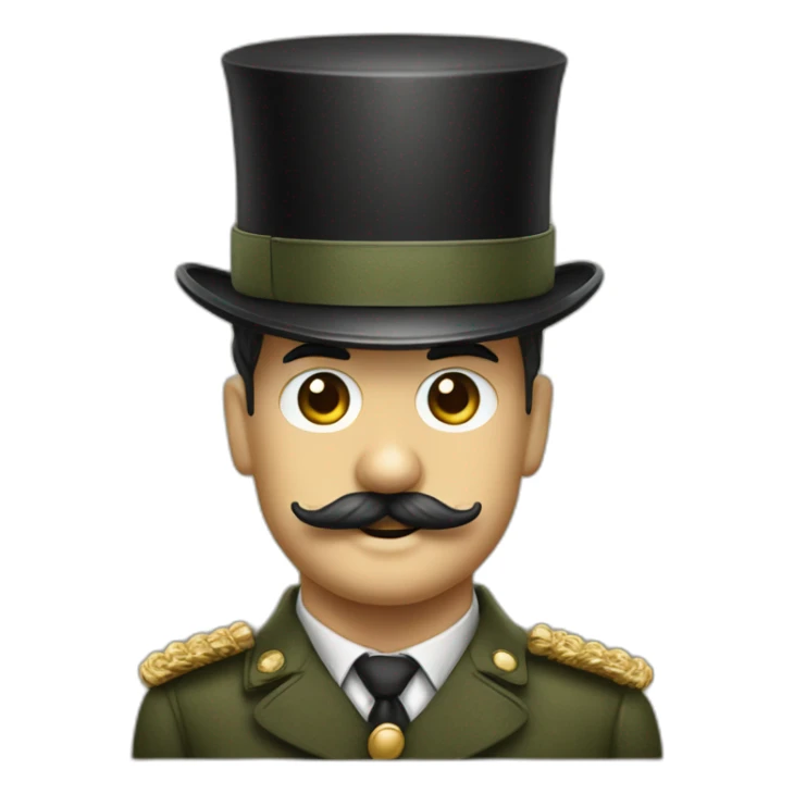 charlie chaplin small mustache with military hat sticker