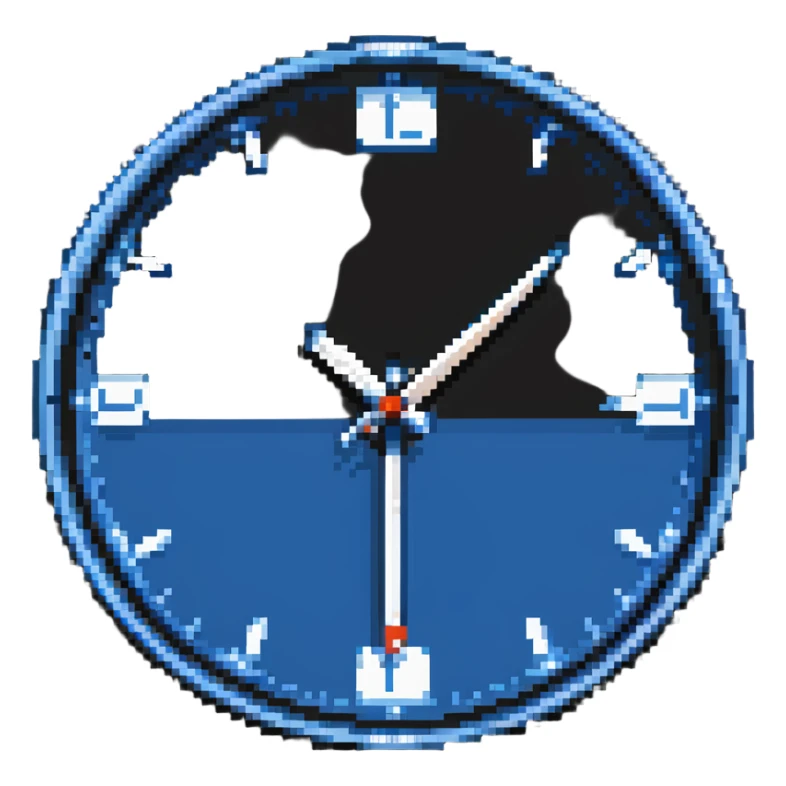 pixel art clock with Dayforce blue and white colors sticker