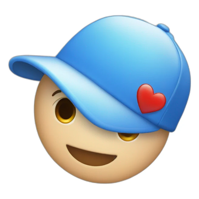 love sign, blue cap, pale face sticker