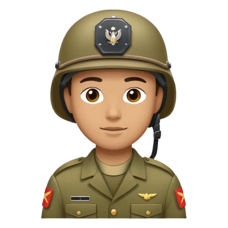 Military soldier in uniform with helmet sticker