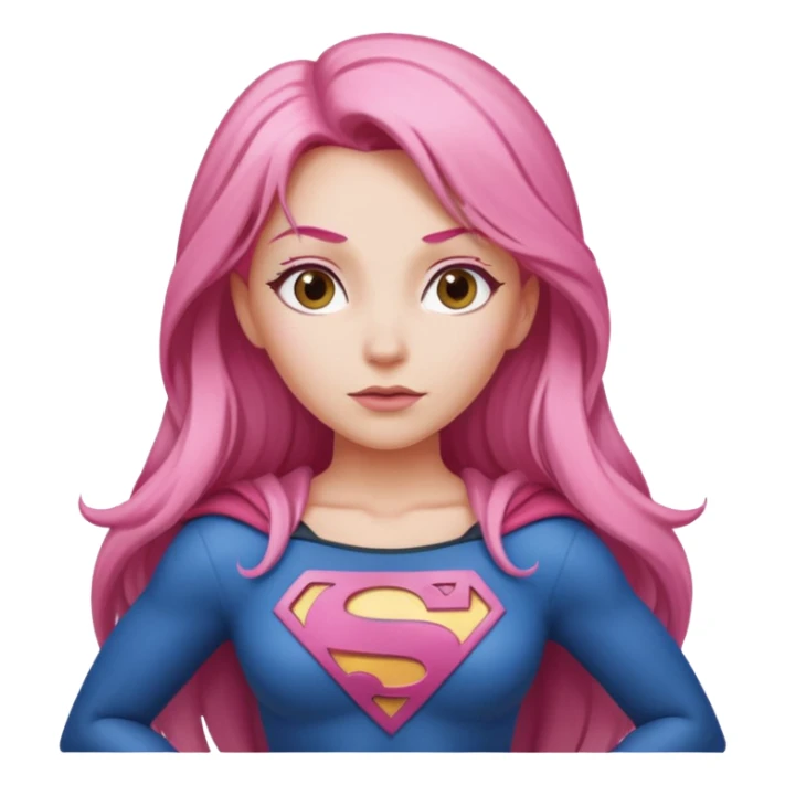 super woman with long pink hair hands on hips sticker
