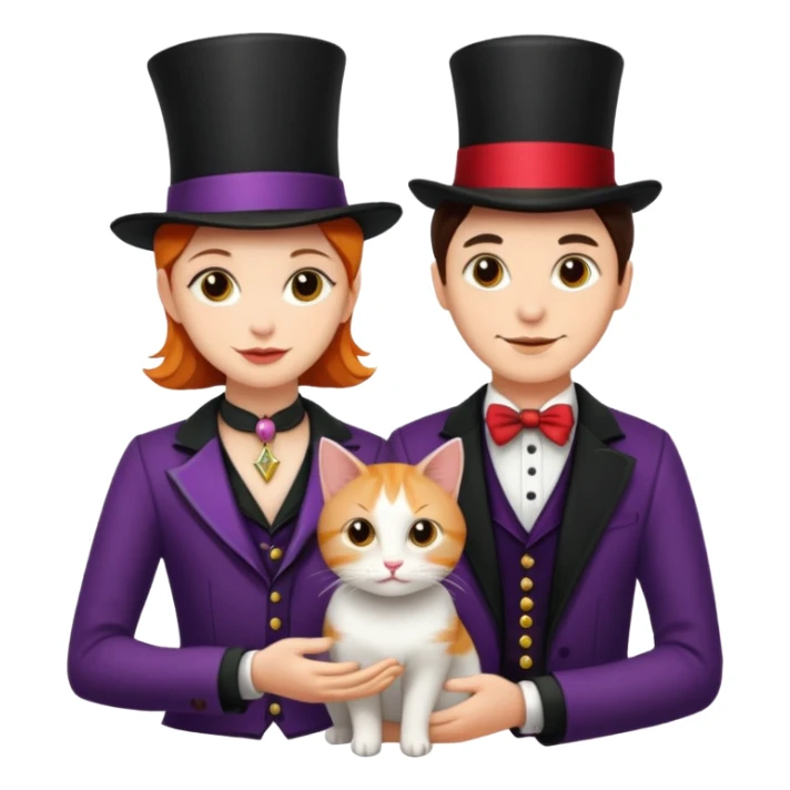 magician couple and their pet cat sticker