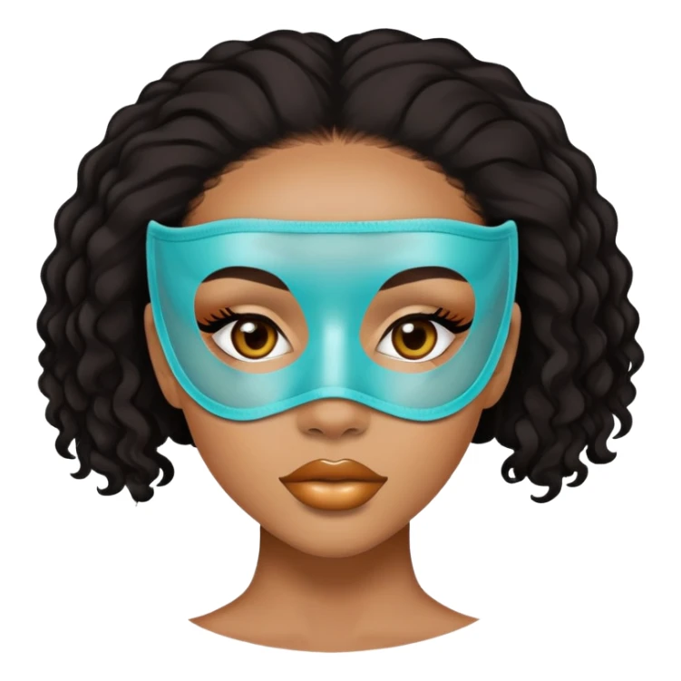 black girl (lightskin) wearing a beauty mask on her face sticker