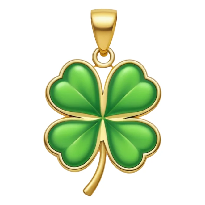 Lucky clover charm – green four-leaf clover, gold pendant sticker