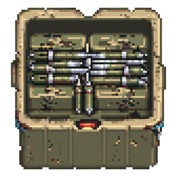 A military box filled with combat missiles sticker