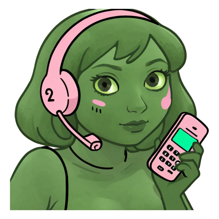 girl scrolling on pink SPAM phone sticker