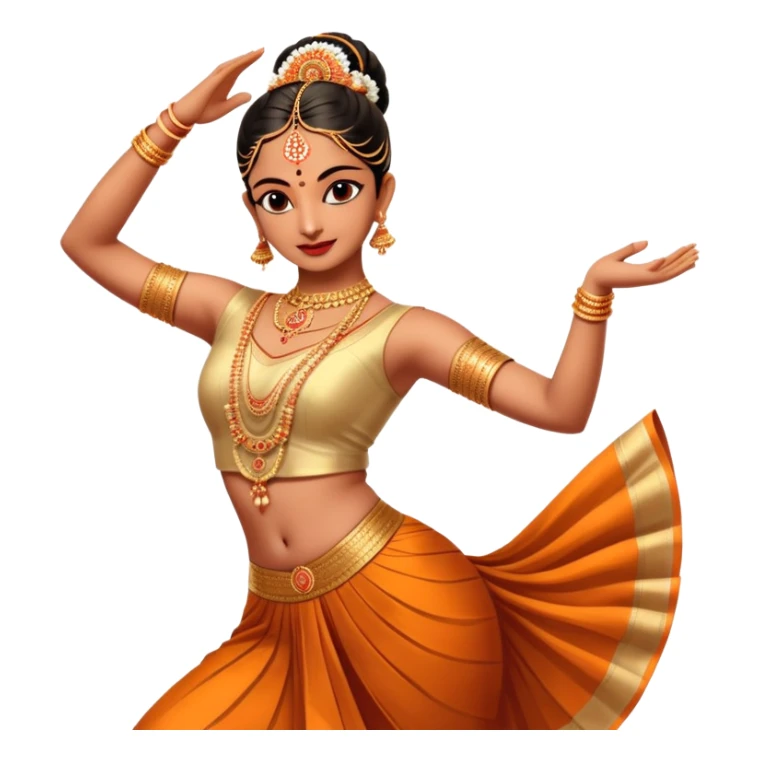 cinematic-realistic-bharatanatyam-dance-emoji,-depicted-as-an-elegant-classical-indian-dance-performance-with-graceful-poses,-intricate-costumes,-and-expressive-hand-gestures,-rendered-with-rich-textures-and-warm-dramatic-lighting, single dancer sticker