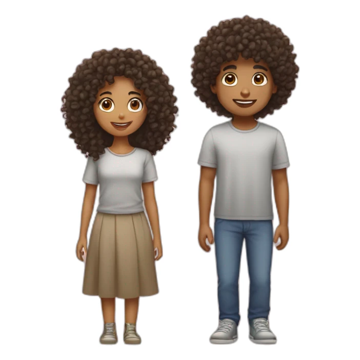 Curly girl and curly boy sticker