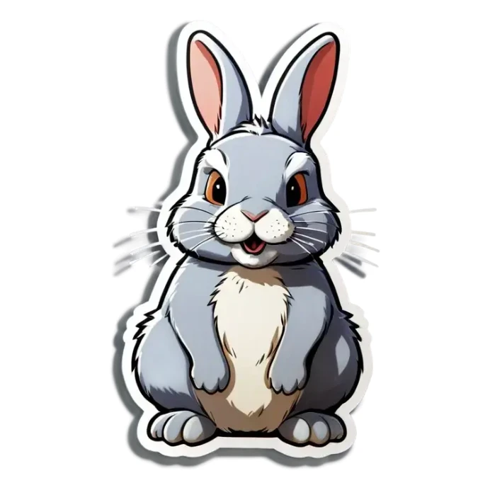 un lapin gris de race rex nain  sticker