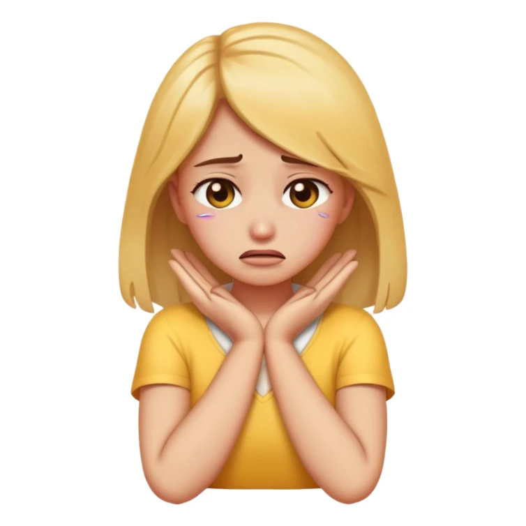 A girl arms crossed hands on neck crying emoji sticker