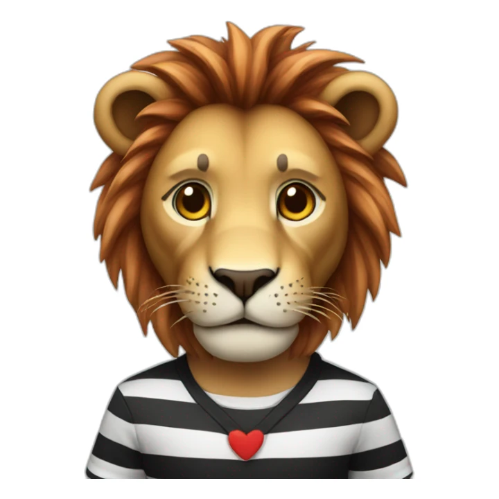 lion with black and red striped shirt sticker