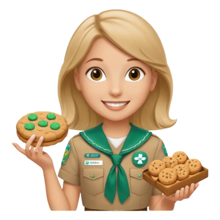 white girl scout selling cookie at Wendy’s big sticker