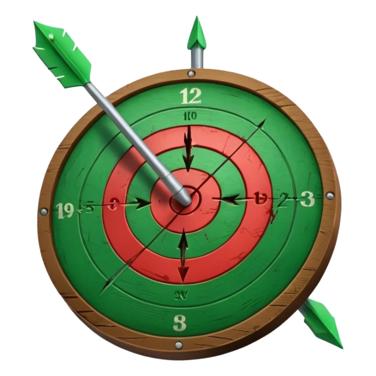 A target with an arrow in the center sticker