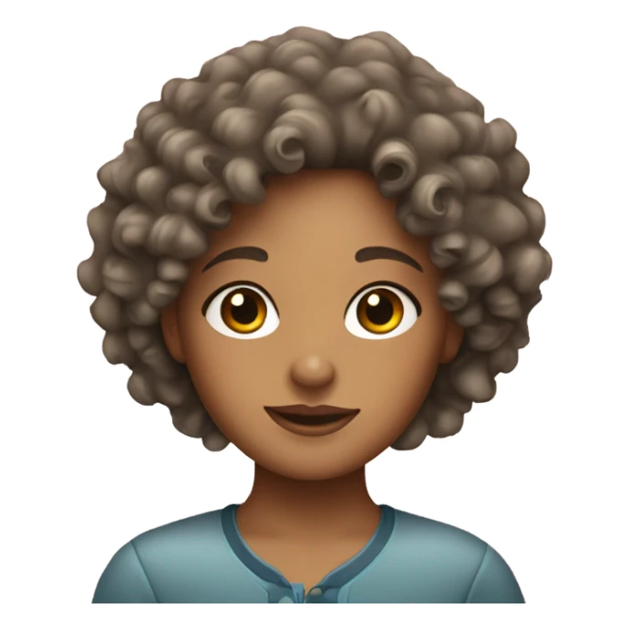 curly haired girl with tan skin with a fish dish  sticker