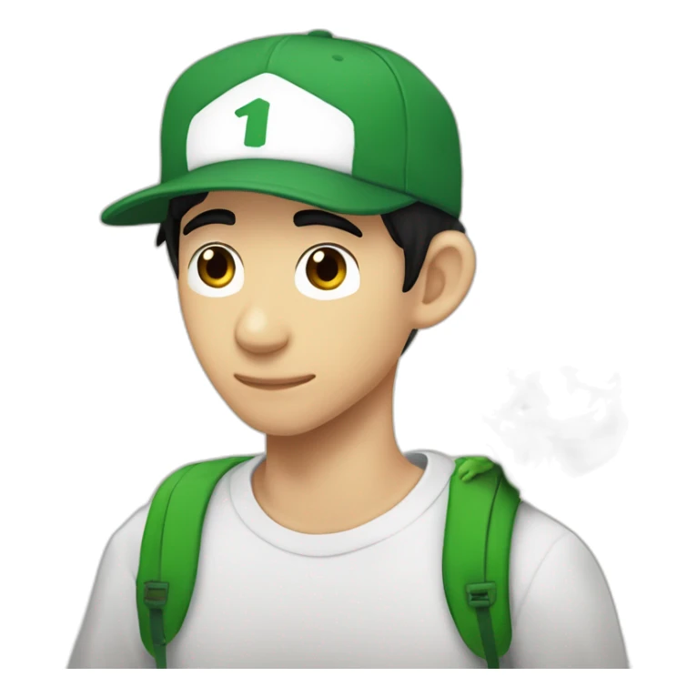 Fernanfloo con gorra de luigui y una rana sentada sobre su hombro sticker