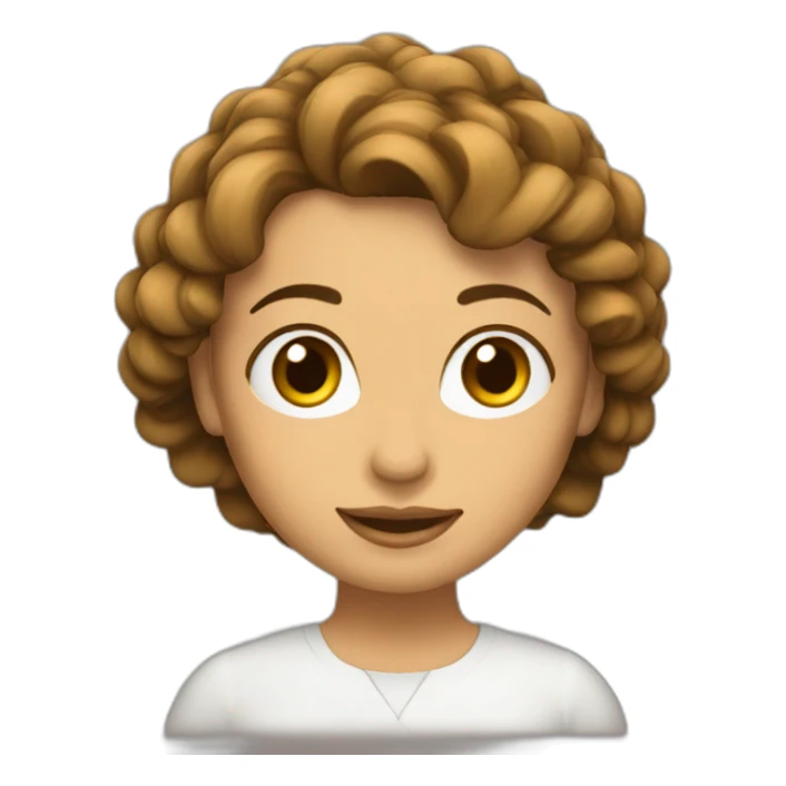 Mujer pelo castaño ondulado largo sticker