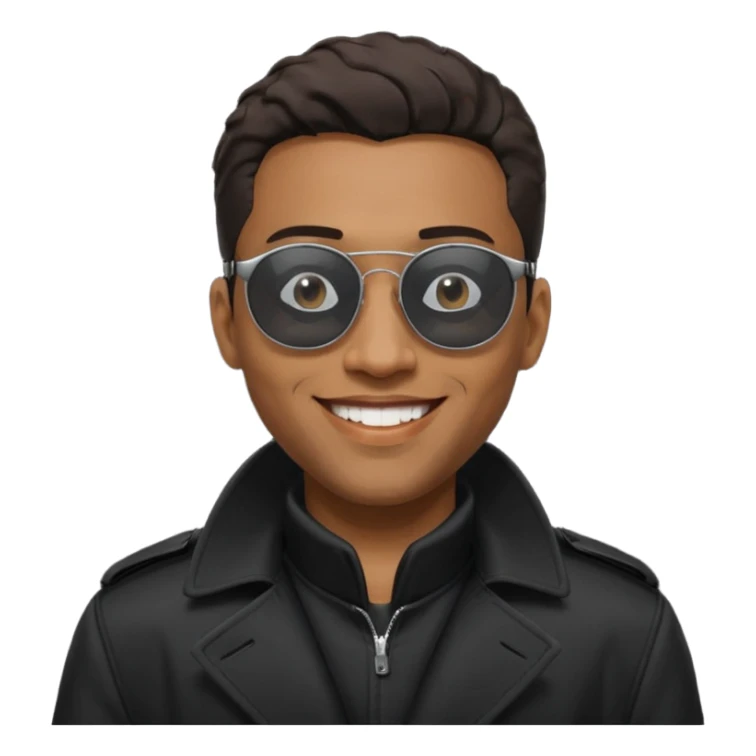 black man in black trenchcoat and matrix sunglasses sticker