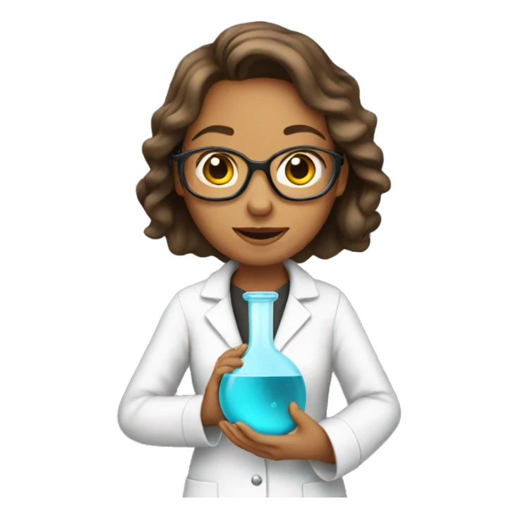 Women scientist holding flask sticker