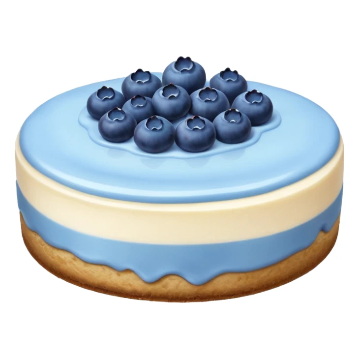 Cheesecake with blue cream on top and blueberries sticker