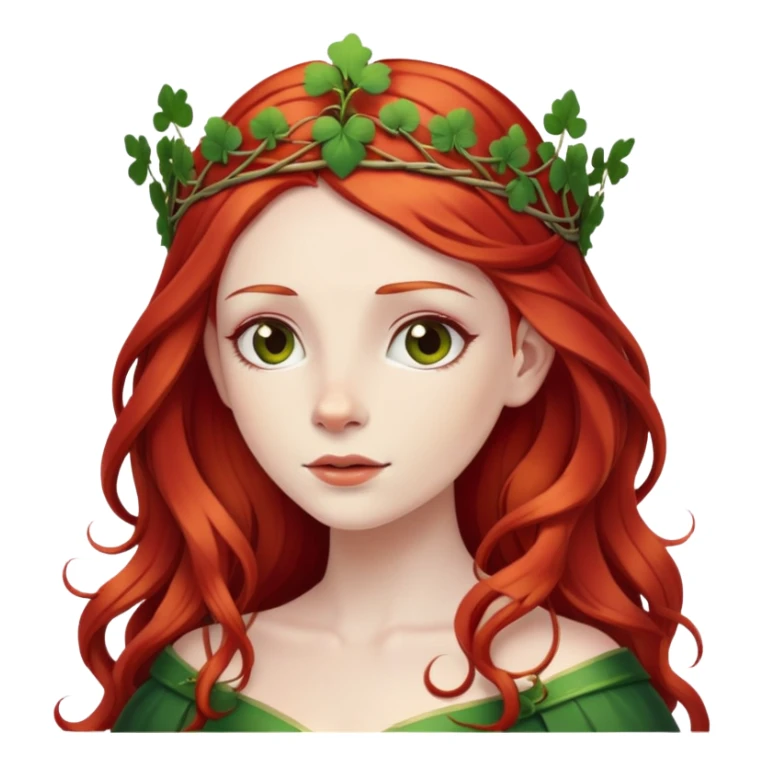 irish princess with crown of vines and red hair sticker