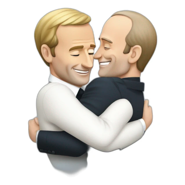 emmanuel macron and vladimir poutine in a hug sticker
