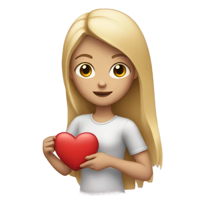Blonde girl holding a heart sticker