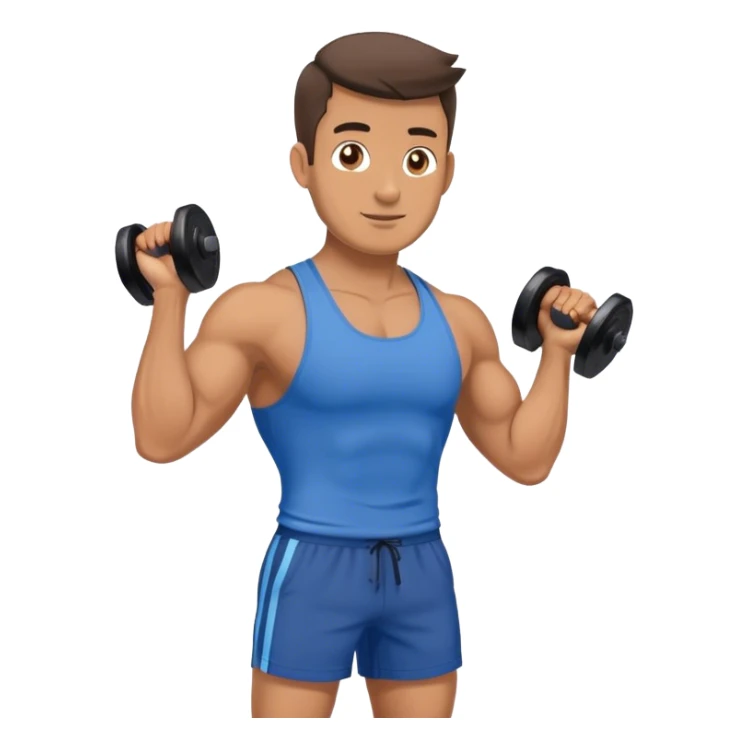 fit man with blue shorts holding kettlebell sticker