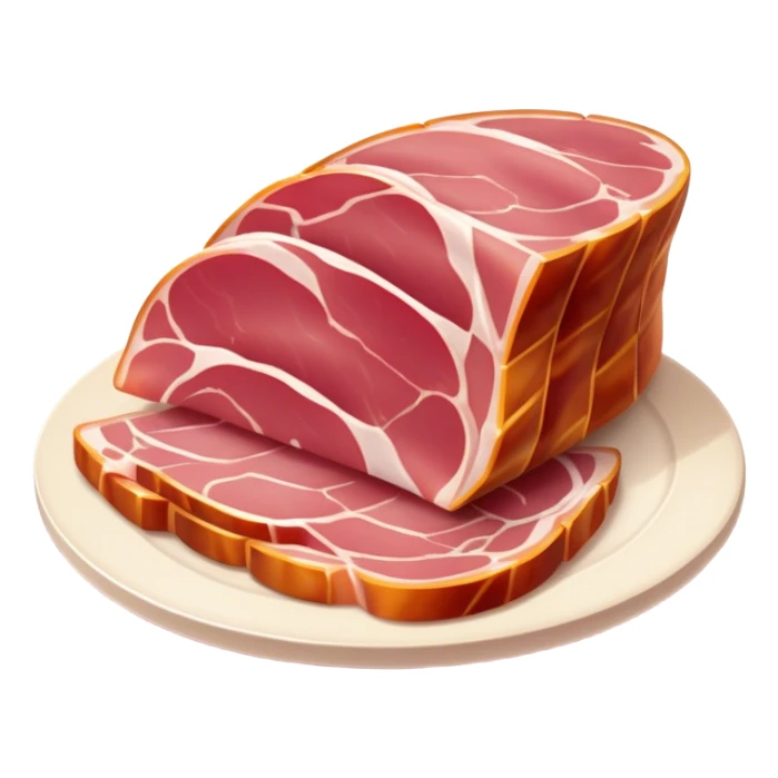 Cinematic Realistic Jam√≥n Serrano Dish Emoji, depicted as delicate, air-cured ham sliced thinly rendered with detailed textures and natural, inviting lighting. sticker