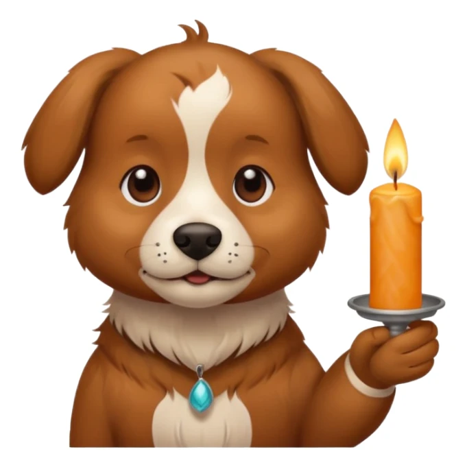 dog holding a lit aromatic candle in hand sticker
