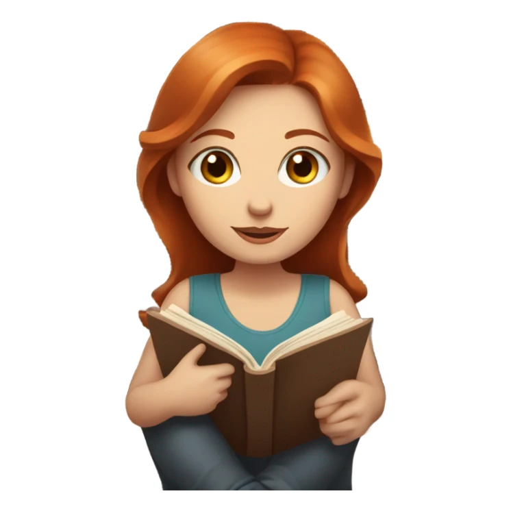 Beautiful Redhead female with blue eyes surrounded by books sticker