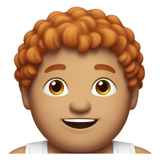 Bading redish curly few hair guy with corners in the hair chubby smiling sticker