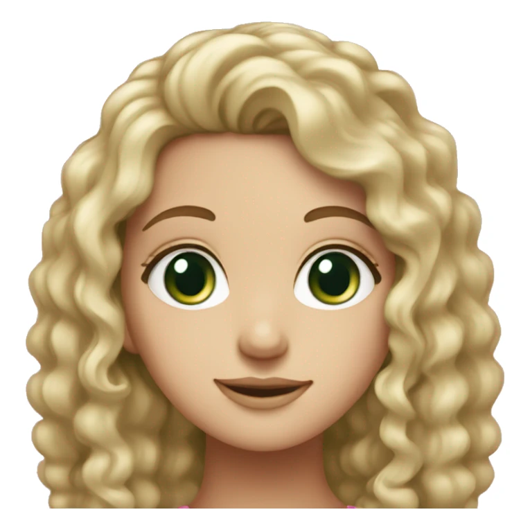 White girl with green eyes curly hair and pink cap sticker