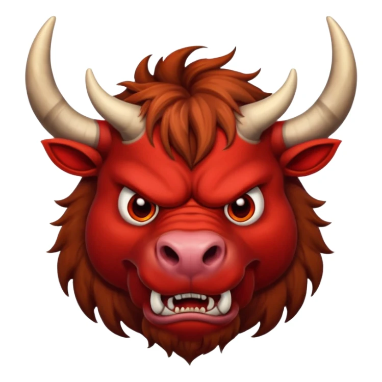 Generate a crazy bull, with a crazy face. Only face without body. sticker