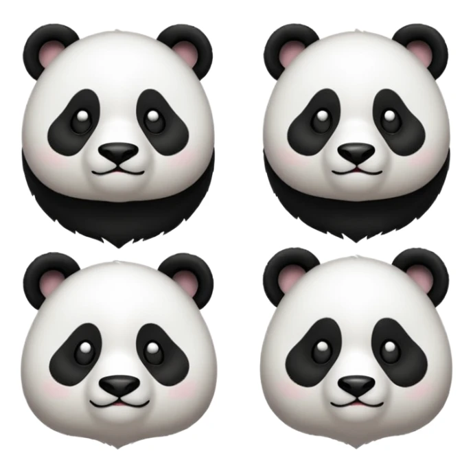 I want 3 panda emojis. One facing right, next one right going up, next one right going down sticker