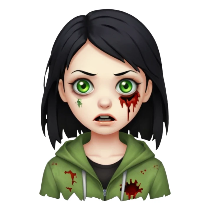 girl zombie with black hair sticker