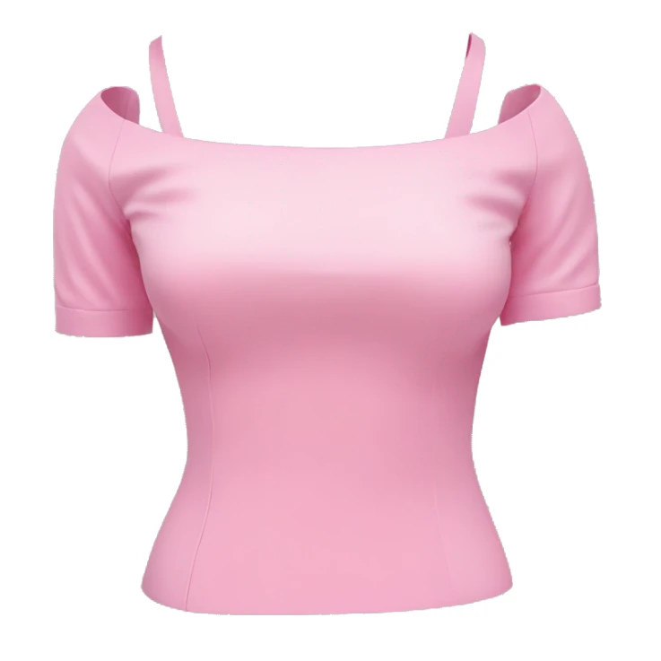 Realistic isolated light bubblegum pink cut out off the shoulder fitted dressy blouse. sticker