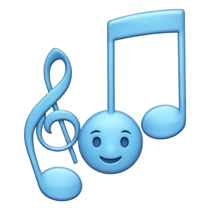 Emoji-style music note with two smaller music notes, rounded and playful, soft shading - playing music on repeat sticker