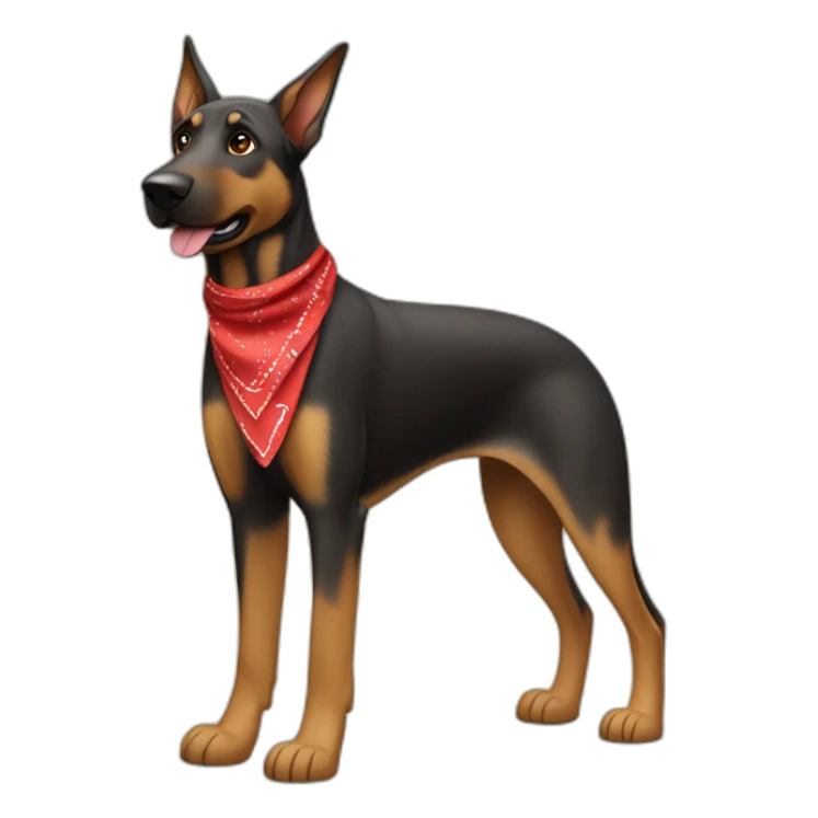 65% Coonhound 35% German Shepherd mix dog wearing small plain red bandana side view full body left facing sticker