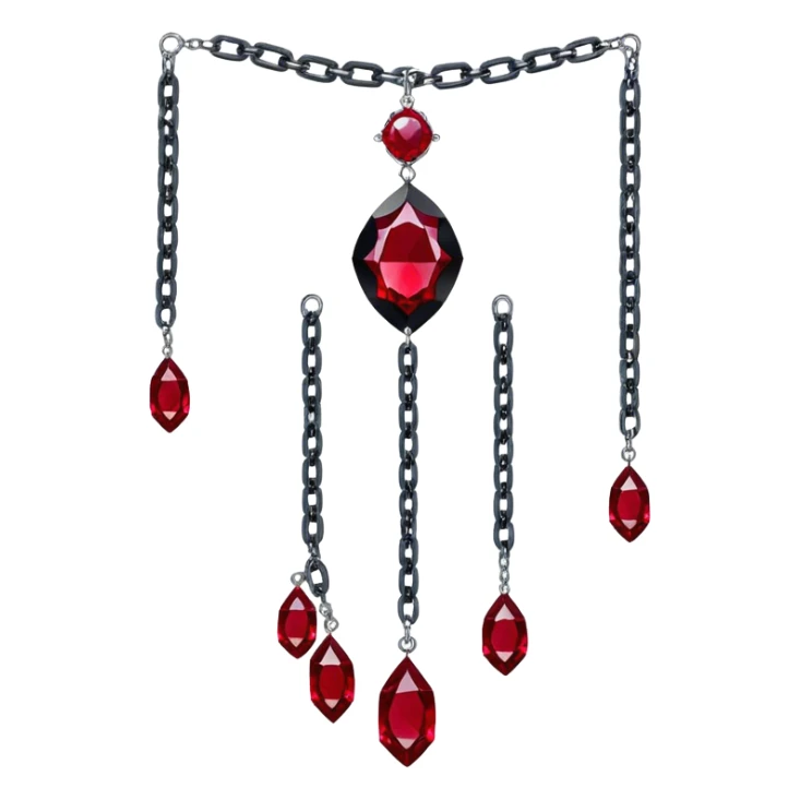 Epic Hanging suncatcher, chains with shiny sparkly with ruby-gemstones and obsidian-gemstones,  sticker