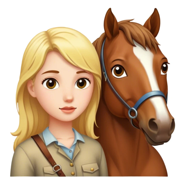 girl with horse in nature sticker