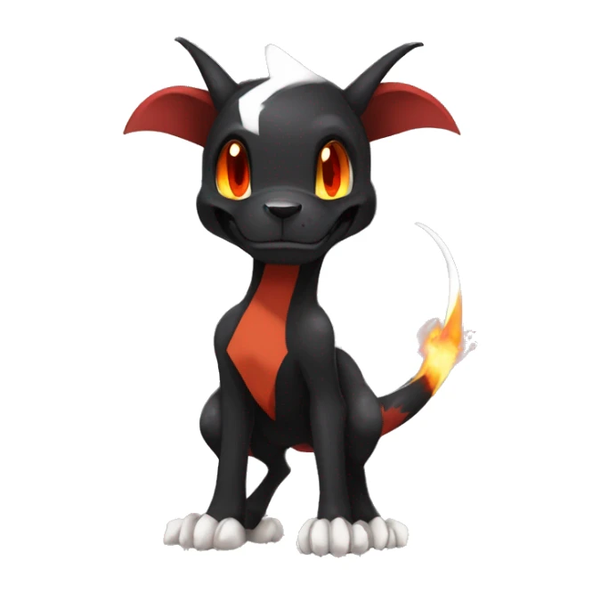 Black Cool Edgy Anthro Houndoom-Charizard Fakémon  with White and Red Edgy markings sticker