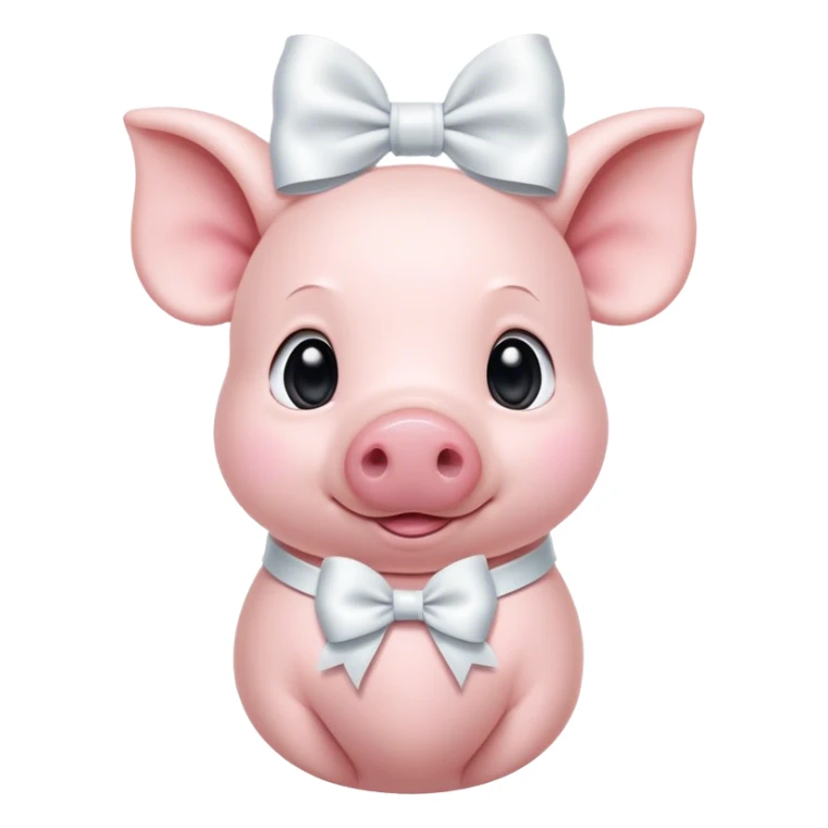 Cute light pink Piglet with big white bow around neck sticker