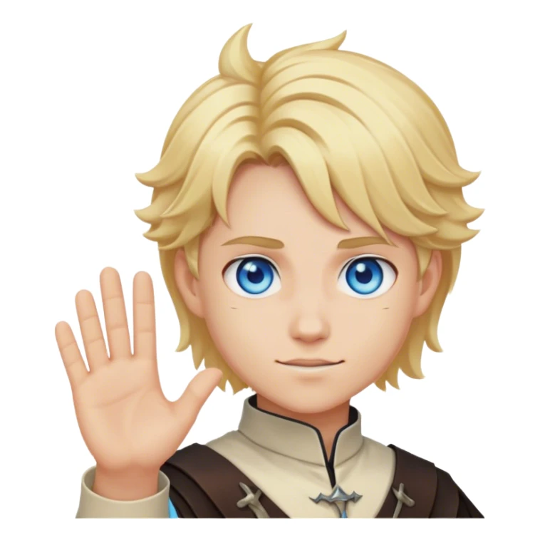 Demon slayer blond shotr cut guy with blue eyes waveing sticker