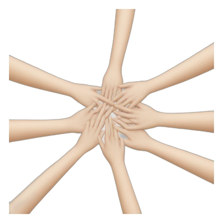 circle of white skin hands touching each other sticker