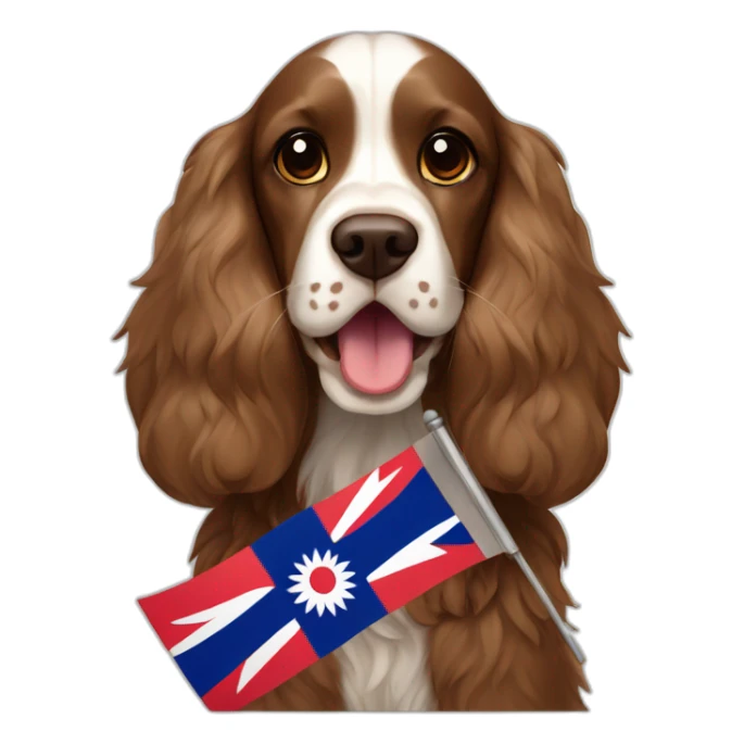 Brown Fur English cocker spaniel Holding Nepal Flag sticker