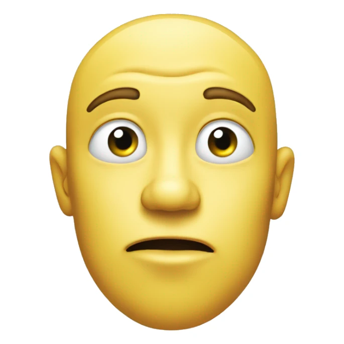 A yellow face with furrowed eyebrows looking upwards with thumb and index finger resting on its chin. sticker