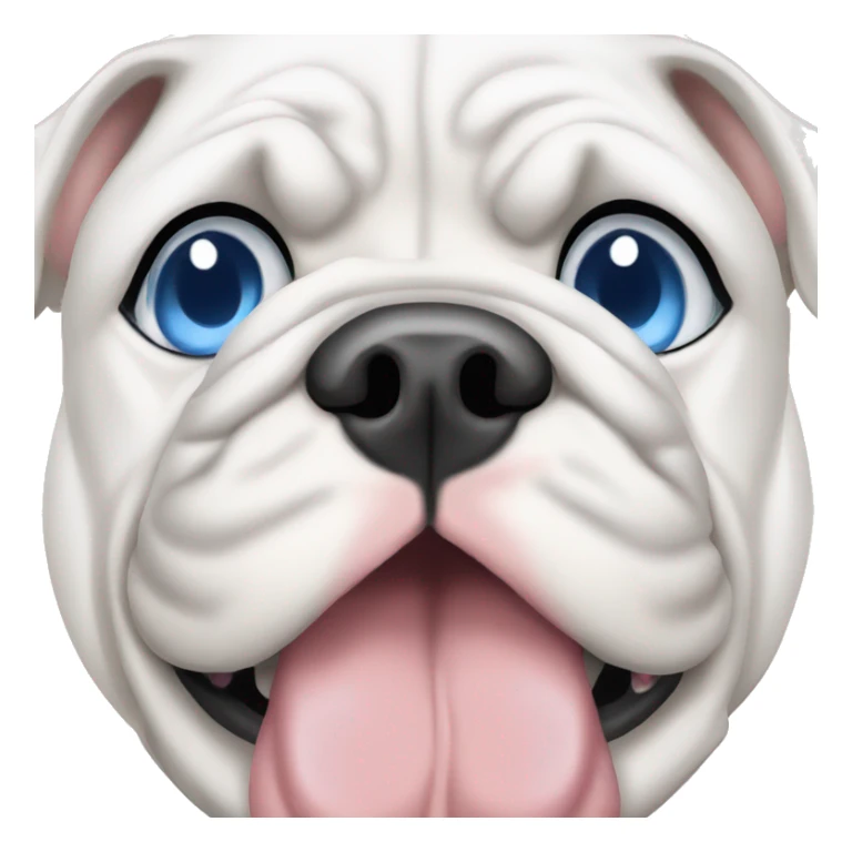 Please create a white English bulldog with blue eyes sticker