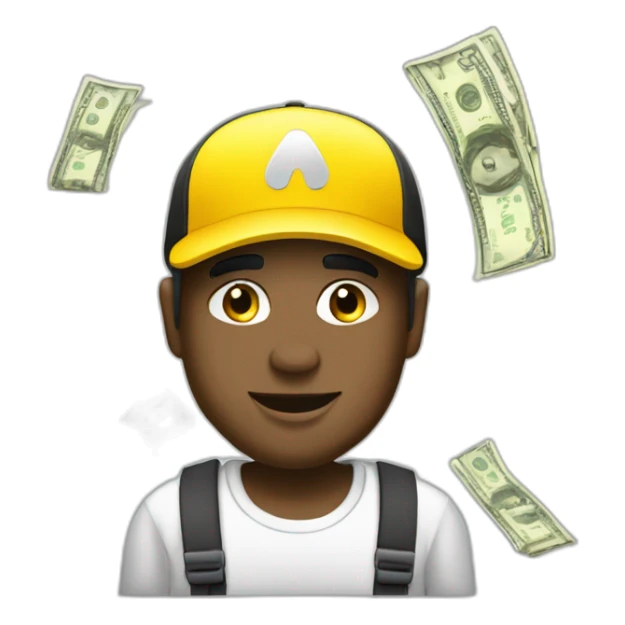 Men wearing cap with Renault twigo and money  sticker