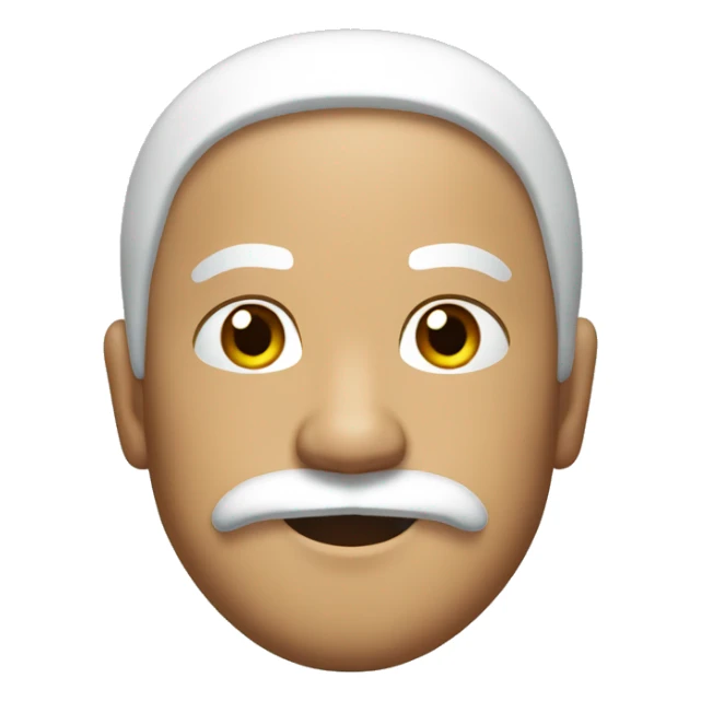 Asian man in a santa suit with a black mustache sticker